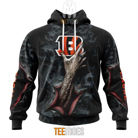 Discover football Cincinnati Bengalss Halloween Horror Skull Pullover Hoodie