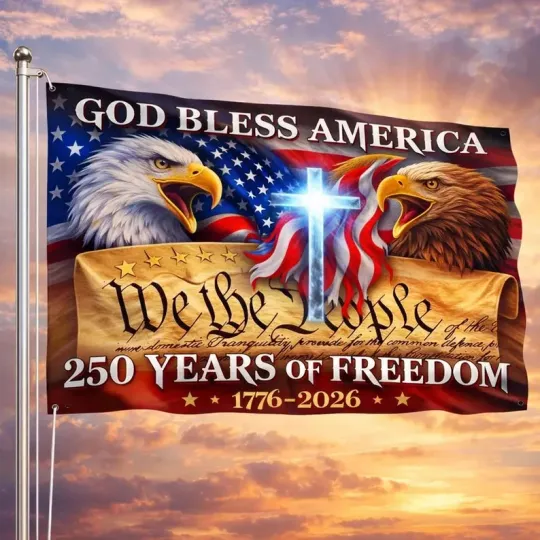 USA 250th Anniversary House Flag 1776–2026 God Bless America
