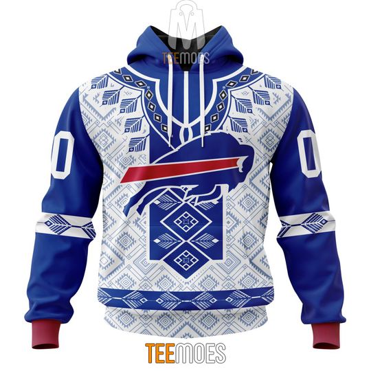 Discover football Buffalo Billss Custom Name Number Native Pattern Pullover Hoodie