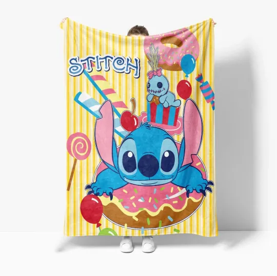 Discover Stitch Scrump Disney Blanket Cartoon Stitch Print Fleece Blanket