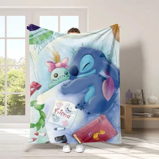Discover Stitch Friends Scrump Blanket Cartoon Stitch Print Fleece Blanket