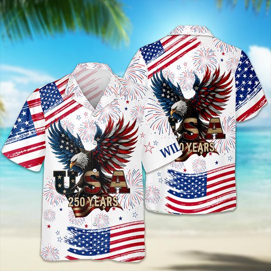 Discover Personalized America 250 Years Anniversary 1776-2026 Eagle Hawaii Shirt, USA 250Years Independence Apparel, 17762026 America Anniversary