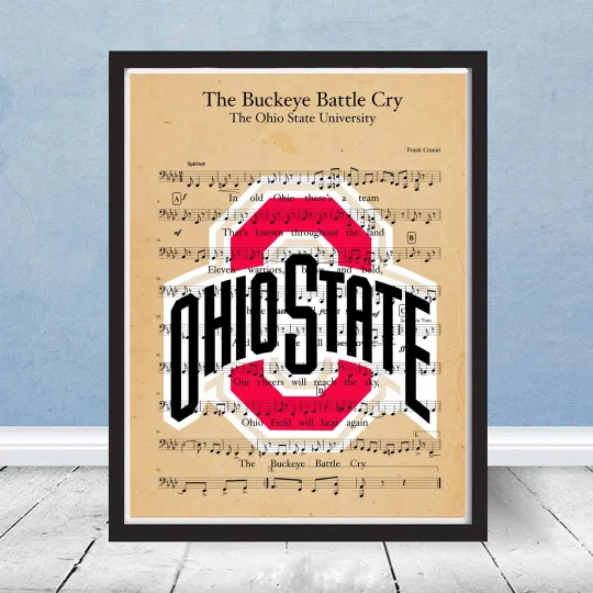 Discover The Ohio State University Fight Song Logo Print Wall Art Christmas Gift Buckeye