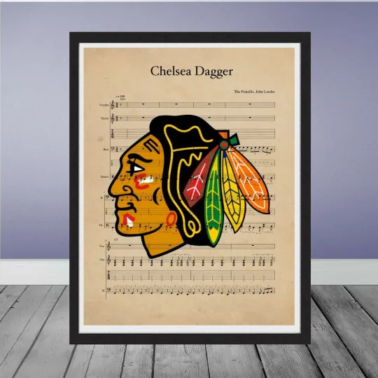 Discover Chicago Blackhawks Chelsea Dagger Goal Song Music Art Hockey Decor Poster
