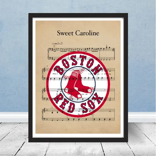 Boston Red Sox Sweet Caroline Neil Diamond Sheet Music Fenway Gift Poster