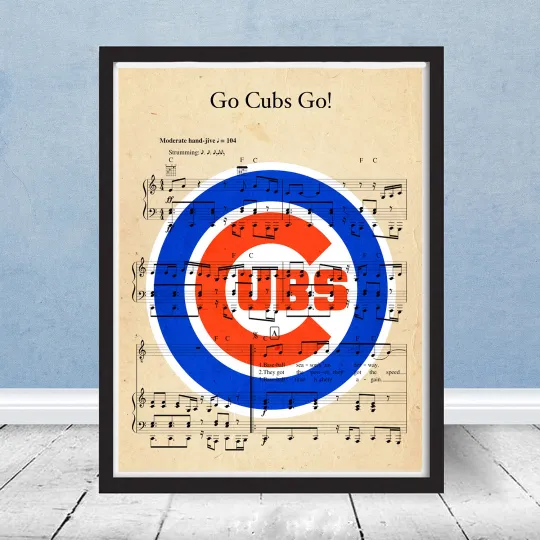 Discover Vintage Chicago Go Cubs Go Sheet Music Logo Decor Baseball Poster