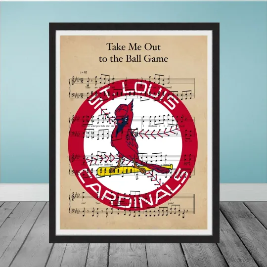St Louis Cardinals Take Me Out to the Ball Game 80s Logo Music Poster