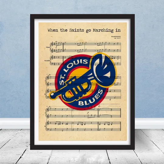 Discover St Louis Blues Vintage Logo Saints Go Marching In Wall Decor Poster