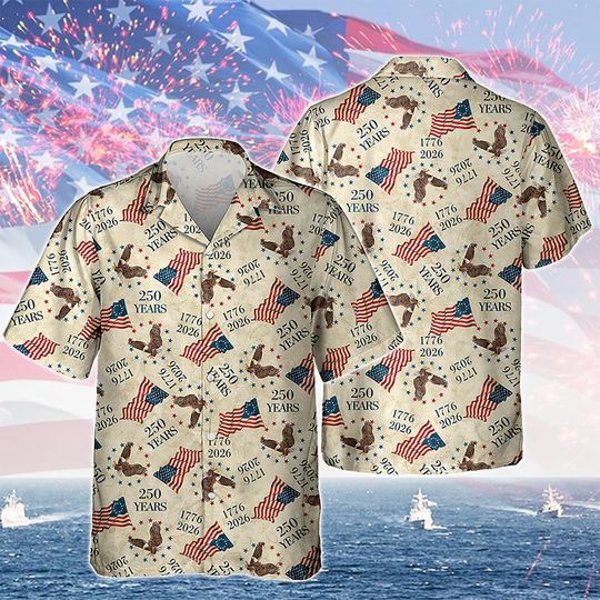Discover America 250th Birthday Hawaii Shirt, USA 250 Years Independence Apparel, 1776-2026 America Anniversary, Patriotic Freedom