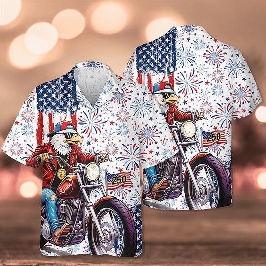 Discover Personalized Name Eagle US Flag Hawaii Shirt, 4th of July American, Independence Day Gift, 250 Years Independence Apparel, Patriotic Freedom