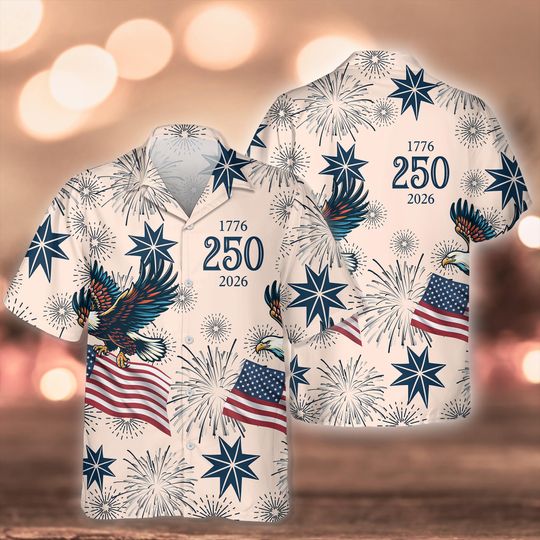 USA 250 Anniversary Eagle 1776-2026 Hawaii Shirt, 4th of July American, Independence Day Gift, 1776-2026 America Anniversary