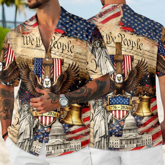Discover We The People 250 Years Faith and Freedom Hawaiian Shirt, 4th of July American, Independence Day Gift, Patriotic Freedom
