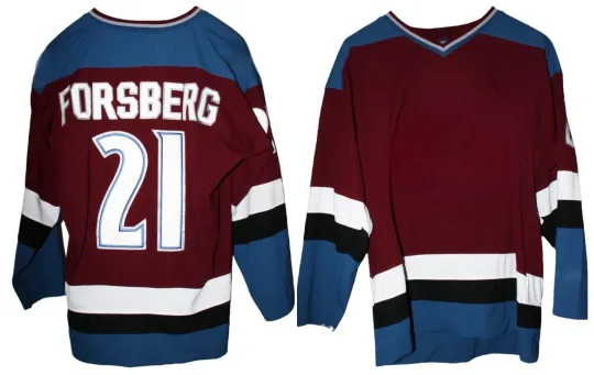 Discover Men's #21 Forsberg Burgundy Away Throwback All Hockey Jersey