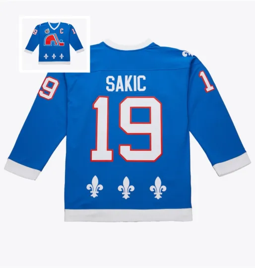 Discover Custom Men's #19 Sakic Blue Line 1992/93 Vintage All Jersey
