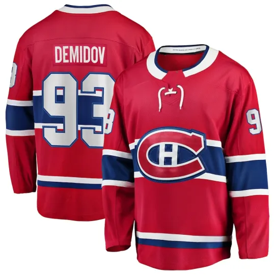 Discover Men's #93 Demidov Red Home Breakaway 2024-25 Hockey Jersey