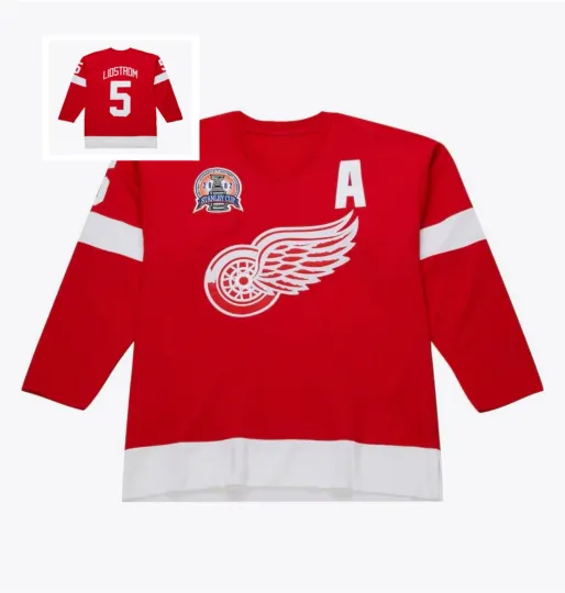 Discover Custom Men's #5 Lidstrom 2001-02 Red Power Play Player All Jersey