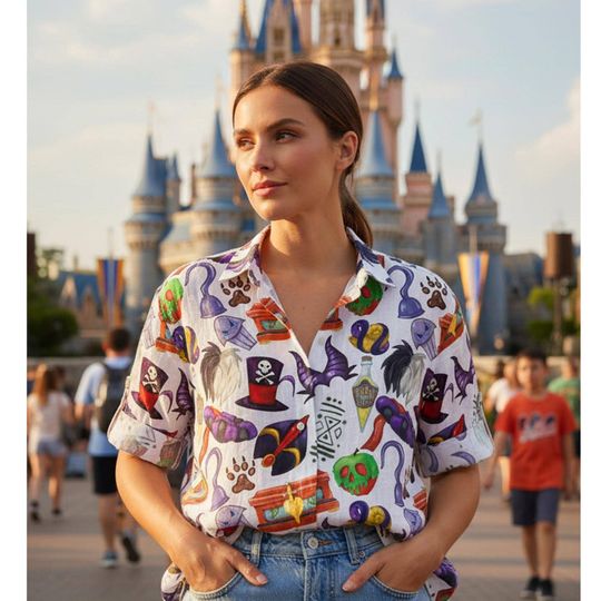 Discover Disney Villains Blouse Shirt, Retro Bad Witches Button Up Shirt, Disney Women Blouses Shirt, Disney Vintage Shirt, Disneyland Vacation