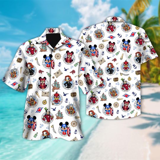 Discover Superhero Day At Sea Disney Cruise Squad Button Shirt/Shorts, Mickey and Friends Cruise Hawaii Shirt, Disney Superhero Cruise Shirt