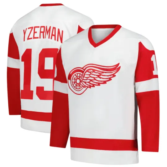Discover Men's #19 Yzerman White 1983-84 Blue Line Player Jersey