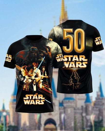 Discover Retro Star Wars New Hope 50th Anniversary Shirt, Disney Star Wars 1977 2027 T-Shirt, Galaxy's Edge Shirt, Sci fi Gift For Fans