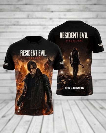 Resident Evil Requiem 3D Shirt, Leon Kennedy Shirt, Resident Evil 9 Man Shirt, Horror Game Tee