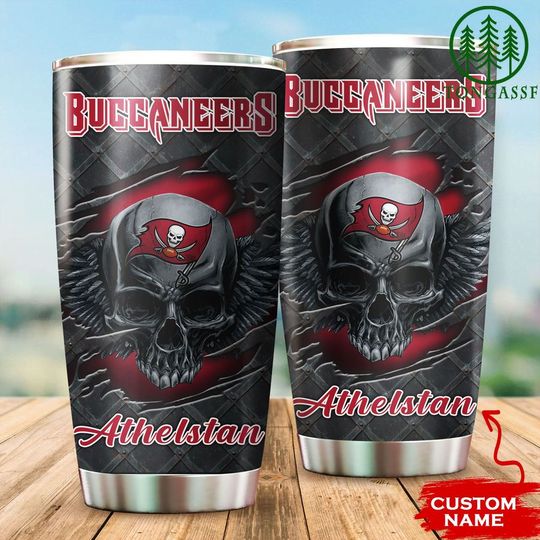 Discover football Tampa Bay Buccaneers Custom Name Skull Style Tumbler