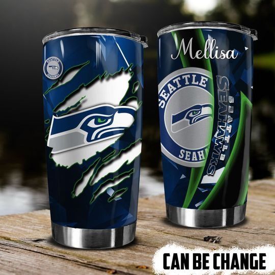 Discover football Seattle Seahawks Custom Name Logo Tumbler