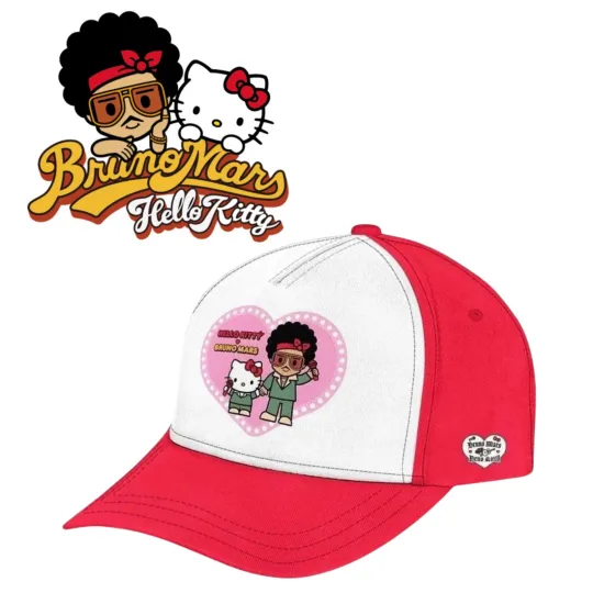 Bruno Mars x Hello Kitty The Romantic Tour 2026 Pink & White Classic Cap