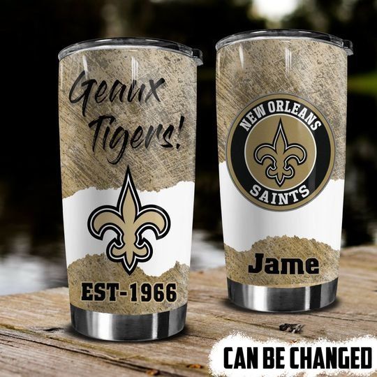 New Orleans Saints Custom Stainless Steel Tumbler with Name and EST 1966
