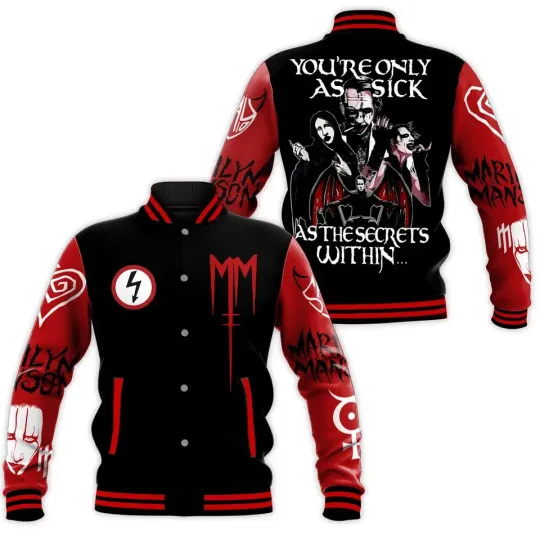 Discover Marilyn Manson Youre Only As Sick As The Secrets Within Baseball Jacket