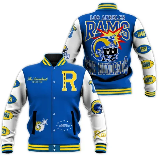 Discover Angeles Ram x The Hundred Baseball Jacket Reprint S-5XL