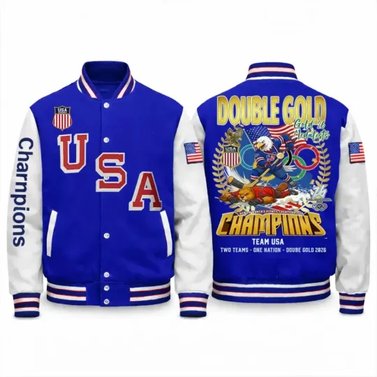 Discover 2026 Olympic USA Hockey Champions - All Over Print Baseball Jacket