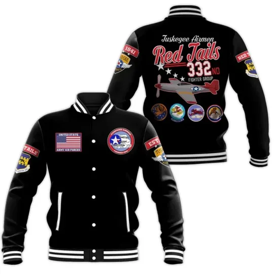 Discover Tuskegee Airmen Red Tails Pride Baseball Jacket, Outerwear for Aviation History