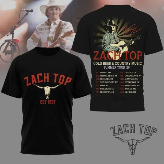 Discover SALE! Zach Top Summer Tour 2026 Shirt Cold Beer Country Music Concert Fa Reprint