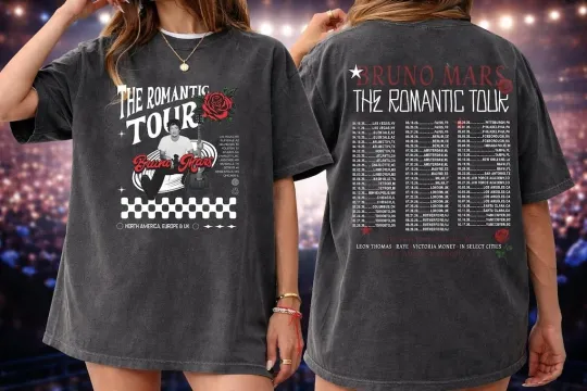 Discover New Show Added Bruno *Mars The Romantic Tour 2026 Schedule Dates T-Shirt