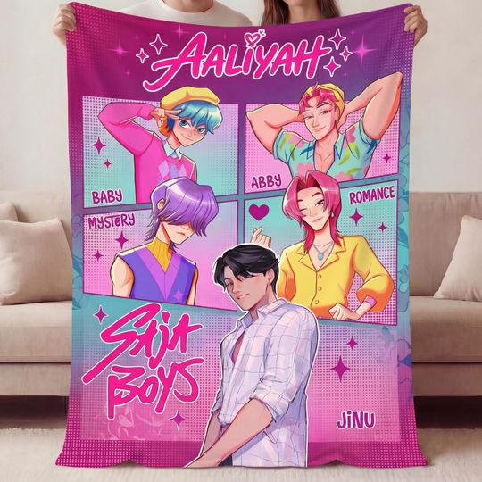Discover Personalized Kpop Anime Blanket, Custom Name Flannel, Kawaii Webtoon Boy Band Merch, Suja Boys Fan Gift, Teen Girl Birthday Gift