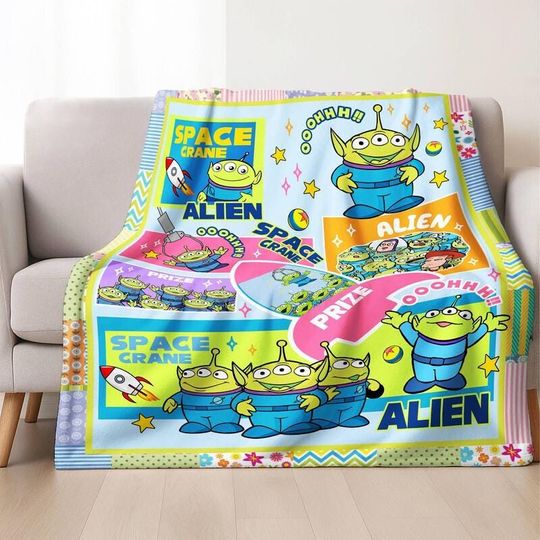 Discover Disneyland Toy Story Aliens Blanket, Aliens Toy Story Pizza Planet Blanket, Woody Buzz Lightyear Jessie Toy Story, Gift for Boy or Girl