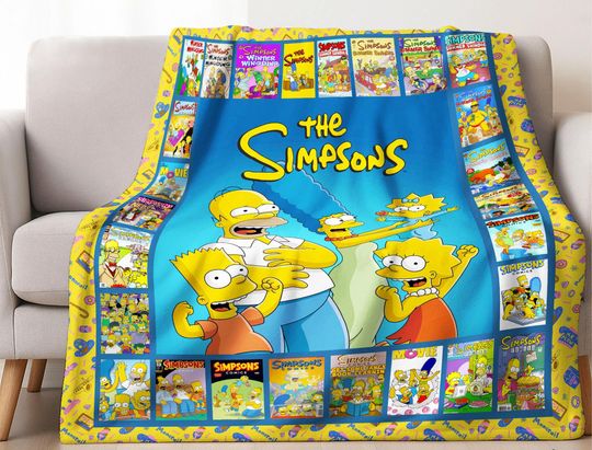 Discover The Simpsons Fleece Blanket Simpsons Family Blanket For Bed Couch Sofa, Christmas Gifts