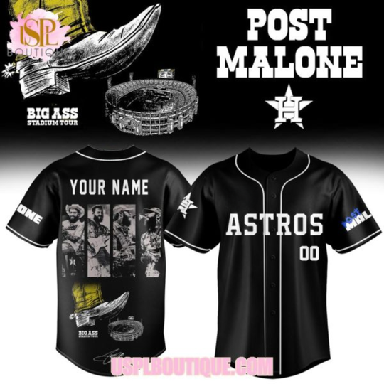 Houston Astros x Post Malone Big Ass Stadium Tour 2026 Custom Black Jersey