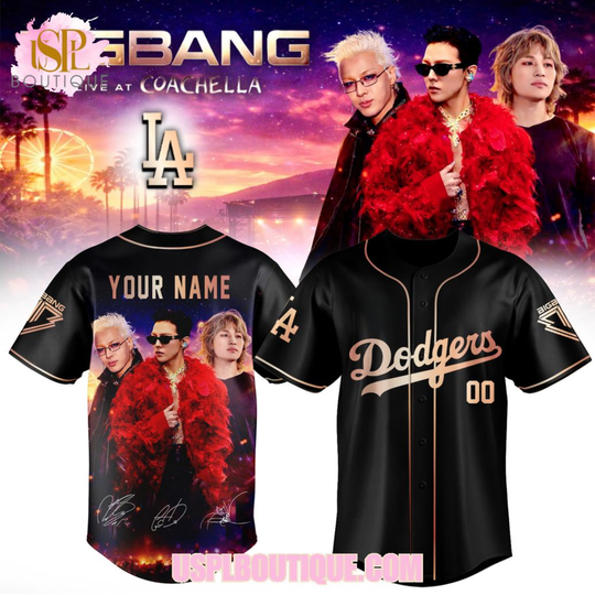 Discover Los Angeles Dodgers x Bigbang Cochella Valley Music And Arts Festival 2026 Custom Black Jersey