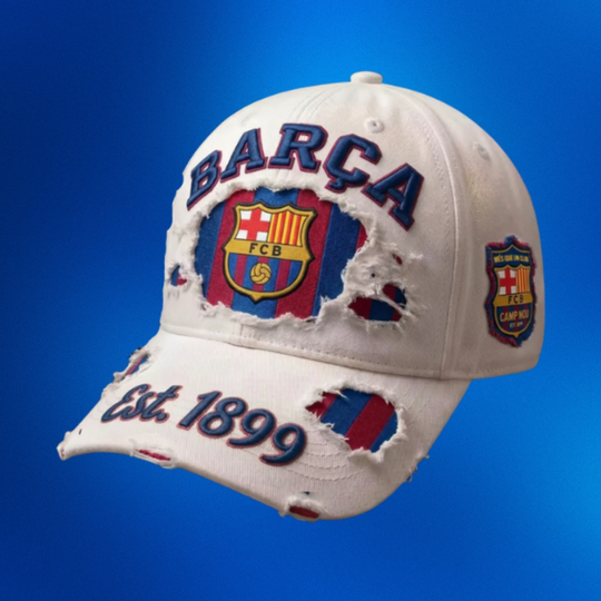 Barcelona Style Distressed Baseball Cap Vintage Football Fan
