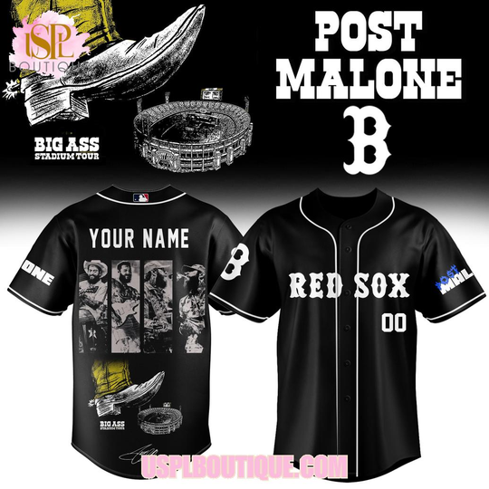 Boston Red Sox x Post Malone Big Ass Stadium Tour 2026 Custom Black Jersey