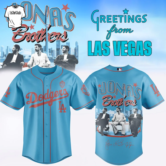 Discover Los Angeles Dodgers x Jonas Brother Greetings From Las Vegas 2026 Baseball Jersey