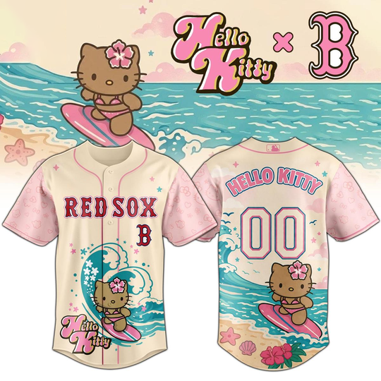 Boston Red Sox x Hello Kitty Surfing Kawaii Summer 2026 Baseball Jersey