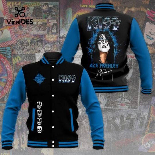 Kiss Band Ace Frehley Black Baseball Jacket