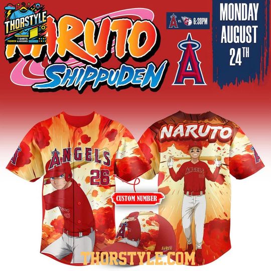 (NO CAP) Los Angeles Angels 2026 Narutoo Shippuden Go Red Baseball Jersey