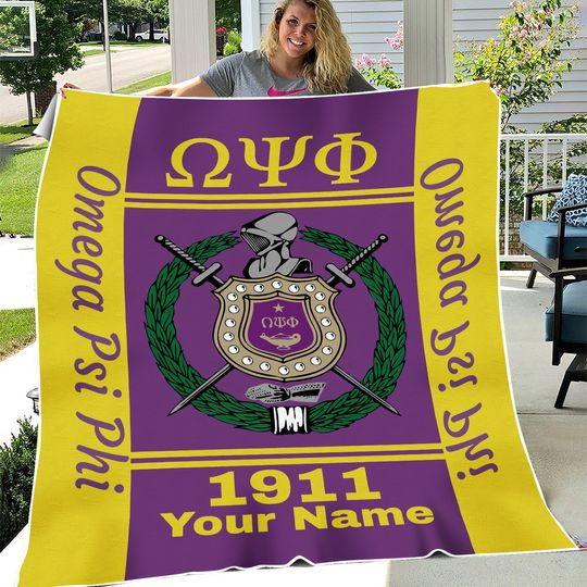 Personalized Omega Psi Phi Blanket | Custom Name |  Fraternity Gift