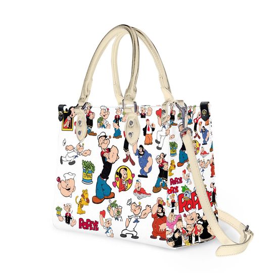 Personalized Popeye the Sailor Leather Handbag, Popeye the Sailor Lovers Gift