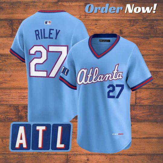 Austin Riley #27 Braves Powder Blue 2026 City Connect Football Jersey