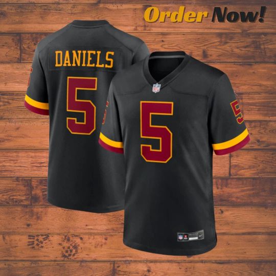 Jayden Daniels #5 Commanders Black Hail Raiser Football Jersey